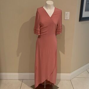 Elegant Rose Colored Wrap Dress